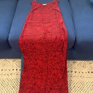 Vintage Red Floral Women's Dress